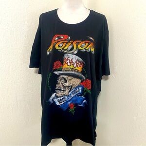 Poison Band T Shirt Adult 3XL Black Snake Skull Graphic Tee Y2K Grunge NWOT